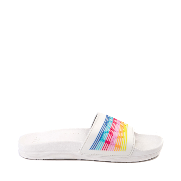 Main view of Womens Roxy Slippy LX Slide Sandal - White / Rainbow
