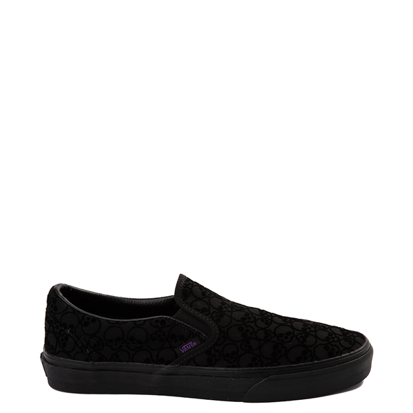 Main view of Vans Slip On Skate Shoe - Flocked Skulls / Black