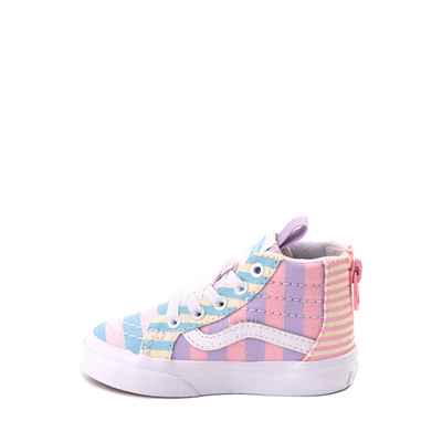 Alternate view of Vans Sk8-Hi Zip Skate Shoe - Baby / Toddler - Pastel Stripes / Multicolor