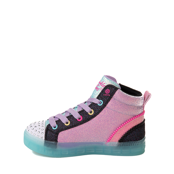 alternate view Skechers Twinkle Toes Shuffle Brights Heart Zips Sneaker - Little Kid - Black / MulticolorALT1B