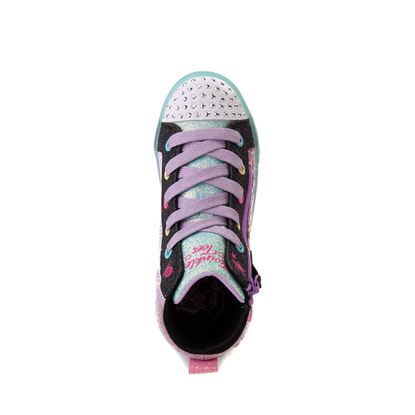 alternate view Skechers Twinkle Toes Shuffle Brights Heart Zips Sneaker - Little Kid - Black / MulticolorALT2