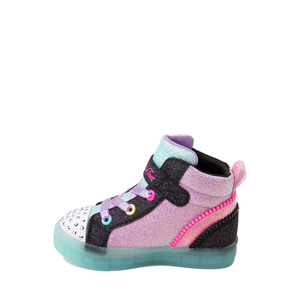 alternate view Skechers Twinkle Toes Shuffle Brights Heart Zips Sneaker - Toddler - Black / MulticolorALT1B