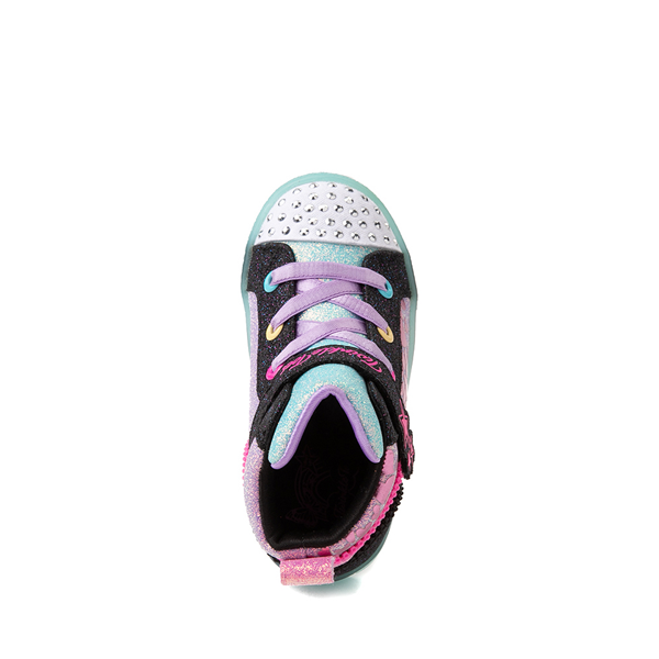 alternate view Skechers Twinkle Toes Shuffle Brights Heart Zips Sneaker - Toddler - Black / MulticolorALT2