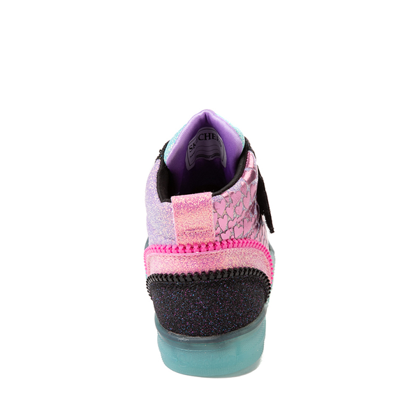 alternate view Skechers Twinkle Toes Shuffle Brights Heart Zips Sneaker - Toddler - Black / MulticolorALT4