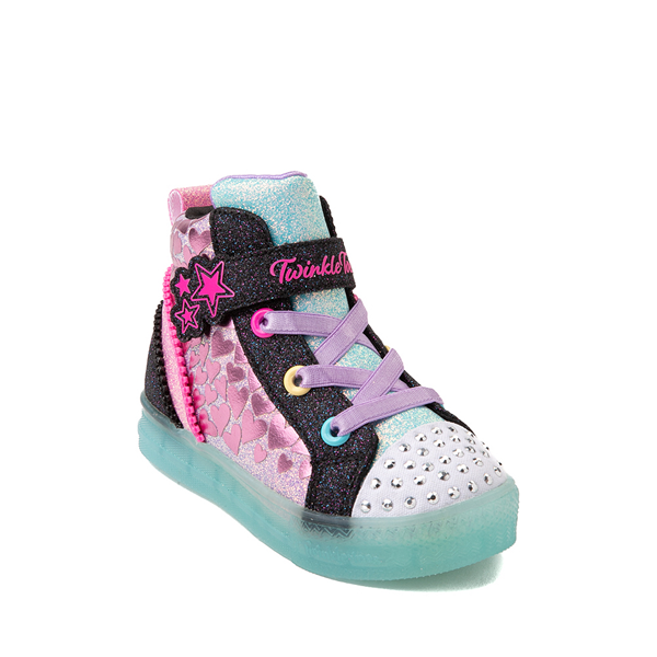 alternate view Skechers Twinkle Toes Shuffle Brights Heart Zips Sneaker - Toddler - Black / MulticolorALT5