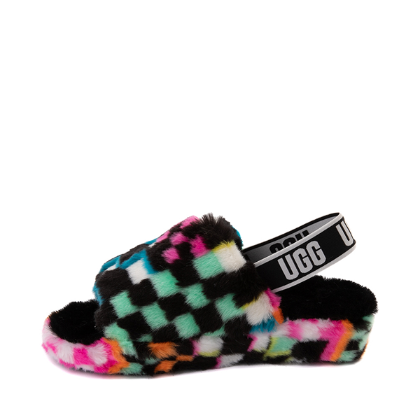 alternate view Womens UGG® Fluff Yeah Slide Sandal - Black / Checkered MulticolorALT1
