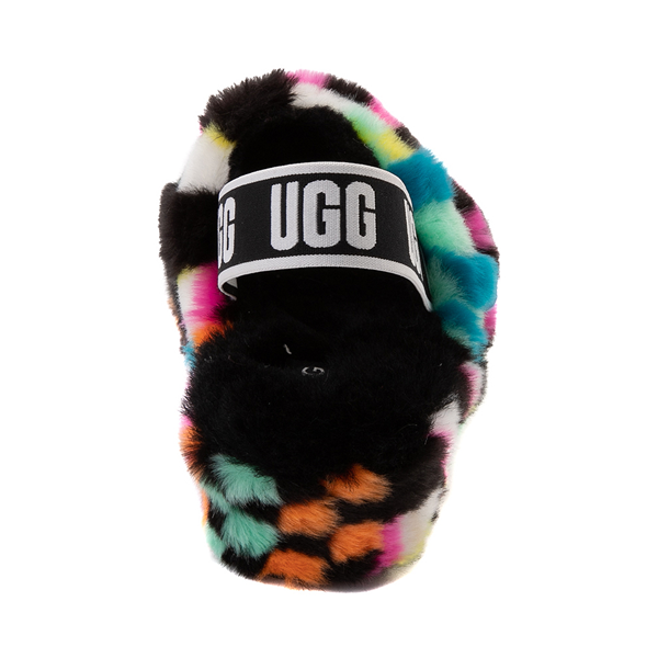 alternate view Womens UGG® Fluff Yeah Slide Sandal - Black / Checkered MulticolorALT4