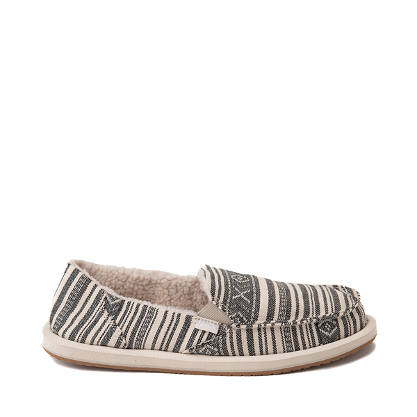 Main view of Womens Sanuk Donna Blanket Chill Slip On Casual Shoe - Natural / Black Stripes