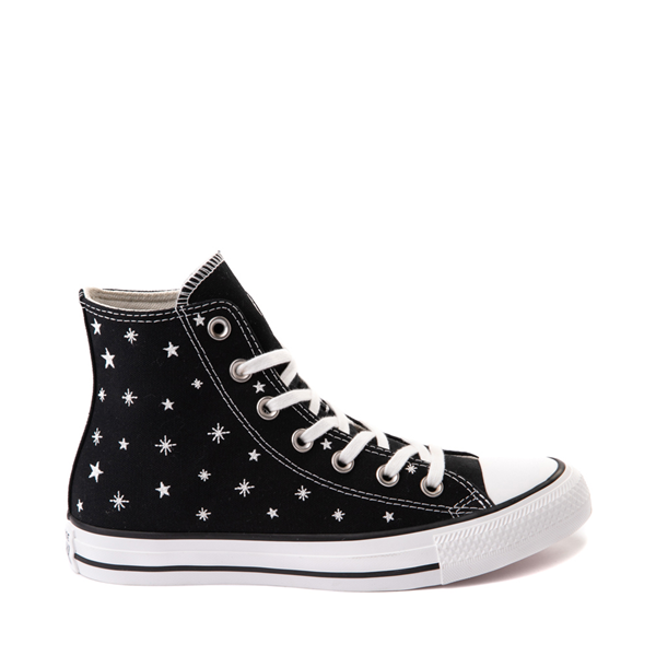 Main view of Womens Converse Chuck Taylor All Star Hi Embroidered Stars Sneaker - Black / Egret / Vintage White