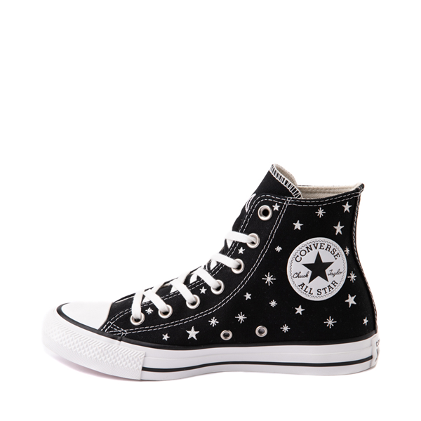 alternate view Womens Converse Chuck Taylor All Star Hi Embroidered Stars Sneaker - Black / Egret / Vintage WhiteALT1