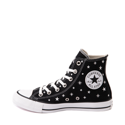 Alternate view of Womens Converse Chuck Taylor All Star Hi Embroidered Stars Sneaker - Black / Egret / Vintage White