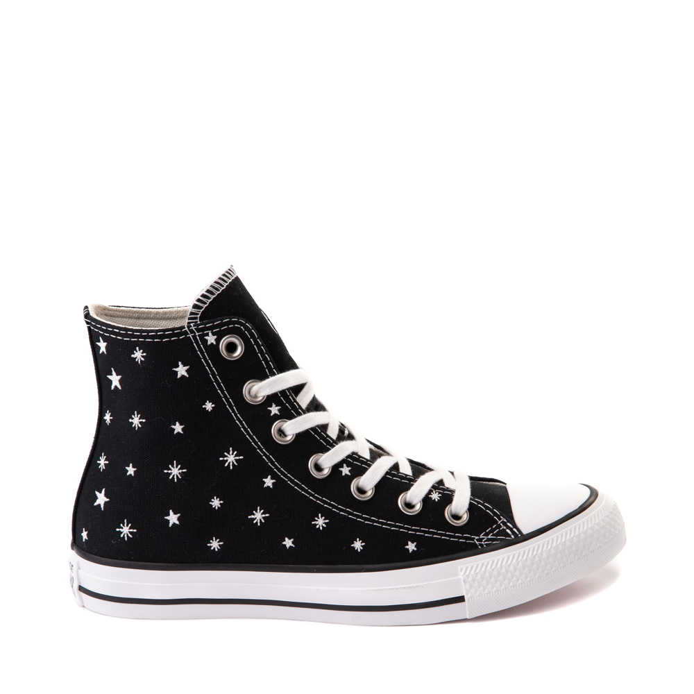 Womens Converse Chuck Taylor All Star Hi Embroidered Stars Sneaker - Black / Egret / Vintage White