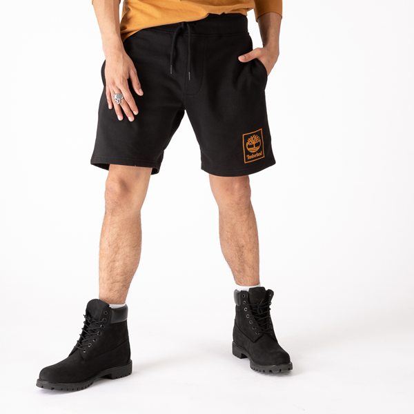 Main view of Mens Timberland Stacked Logo Sweat Shorts - Black