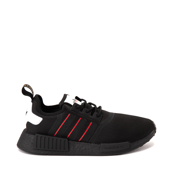 Mens adidas NMD R1 Athletic Shoe Black White / Team Power Red | Journeys
