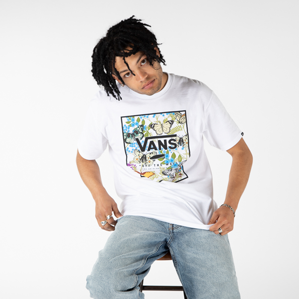 Main view of Mens Vans Classic Print Box Tee - White / Butterfly Floral