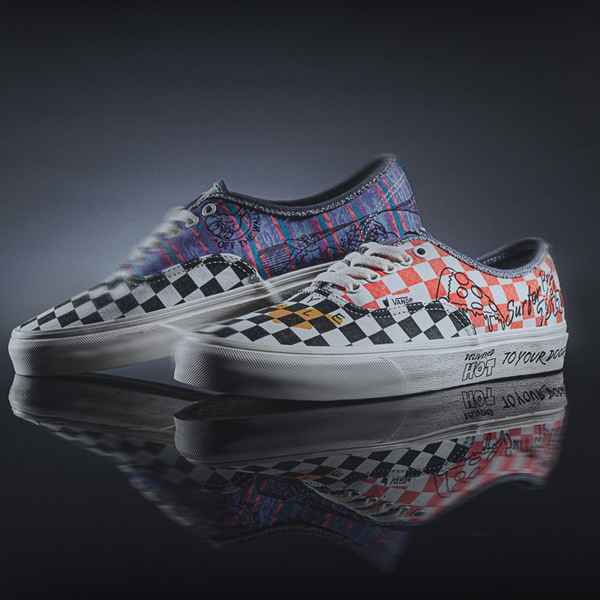 alternate view Vans x Stranger Things Authentic Checkerboard Skate Shoe - Marshmallow / MulticolorALT1B