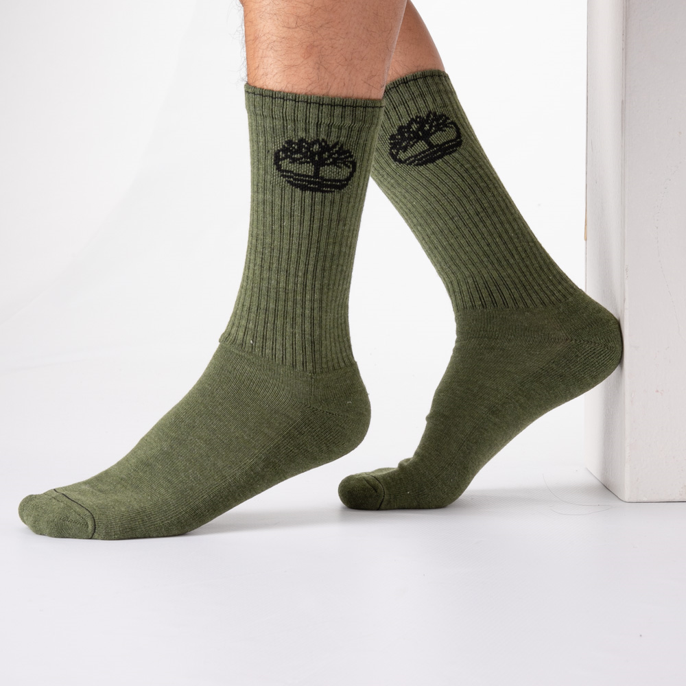 Mens Timberland Crew Socks 6 Pack Black / Olive / Gray Journeys