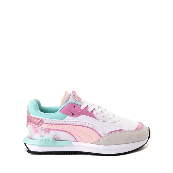 Main view of PUMA City Rider Fly-mingo Athletic Shoe - Little Kid / Big Kid - White / Pink / Mint
