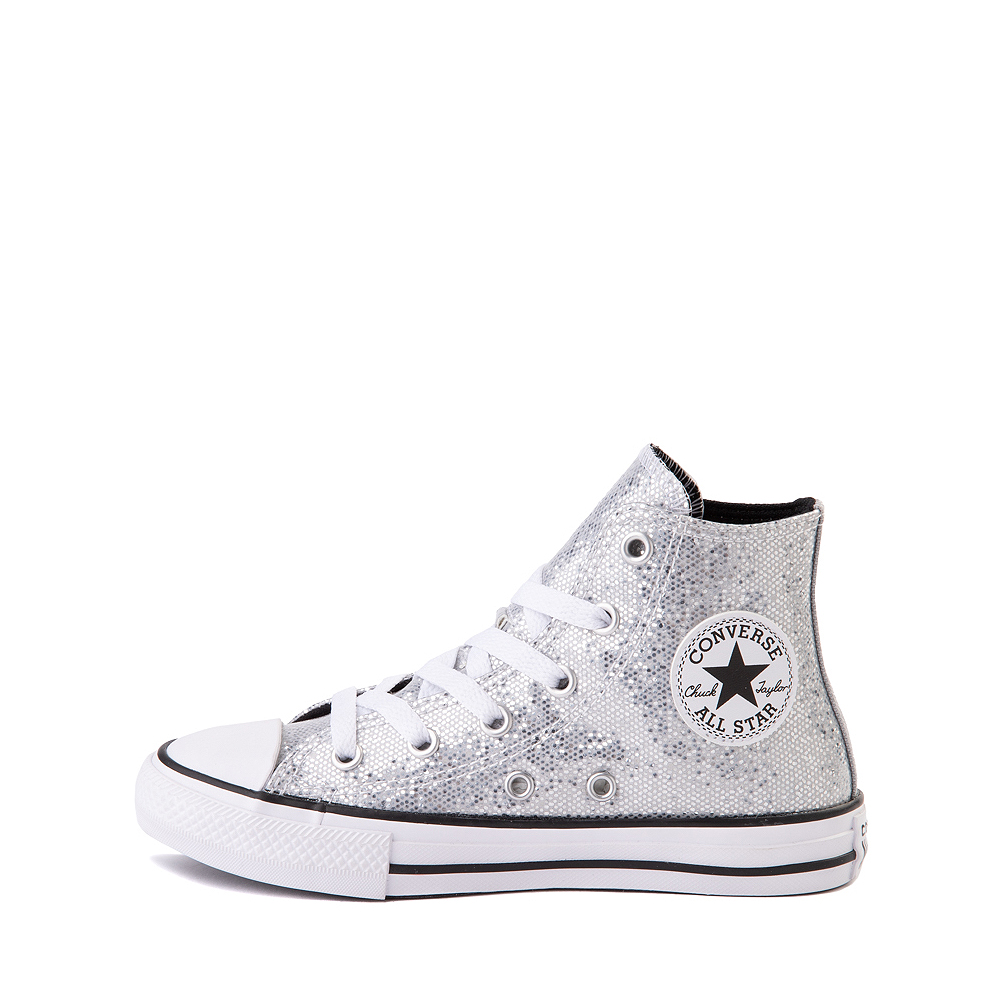 Converse Chuck Taylor All Star Hi Glitter Sneaker - Little Kid - Silver ...