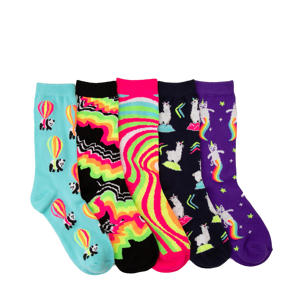 Glow Crew Socks 5 Pack - Little Kid - Multicolor