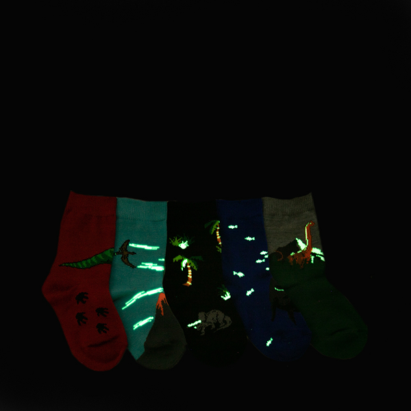 alternate view Dino Glow Crew Socks 5 Pack - Toddler - MulticolorALT1