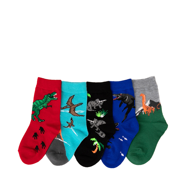alternate view Dino Glow Crew Socks 5 Pack - Toddler - MulticolorALT2