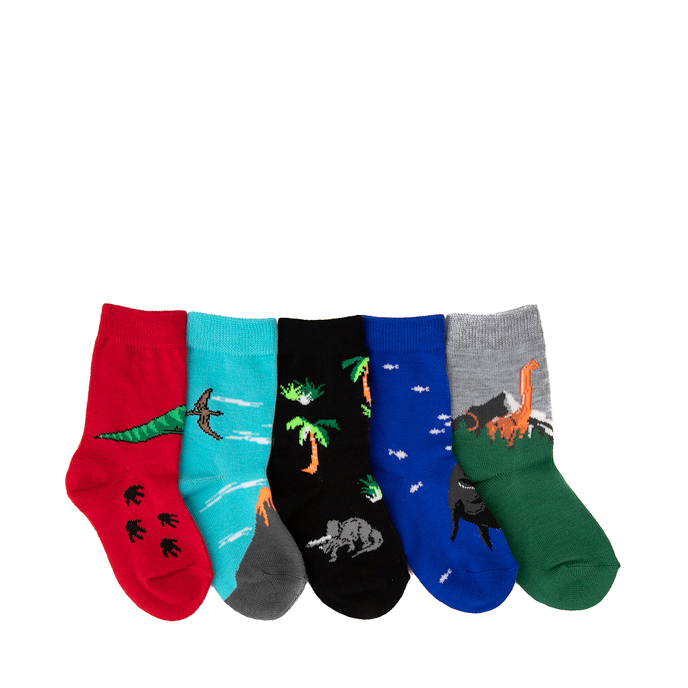 Dino Glow Crew Socks 5 Pack - Toddler - Multicolor