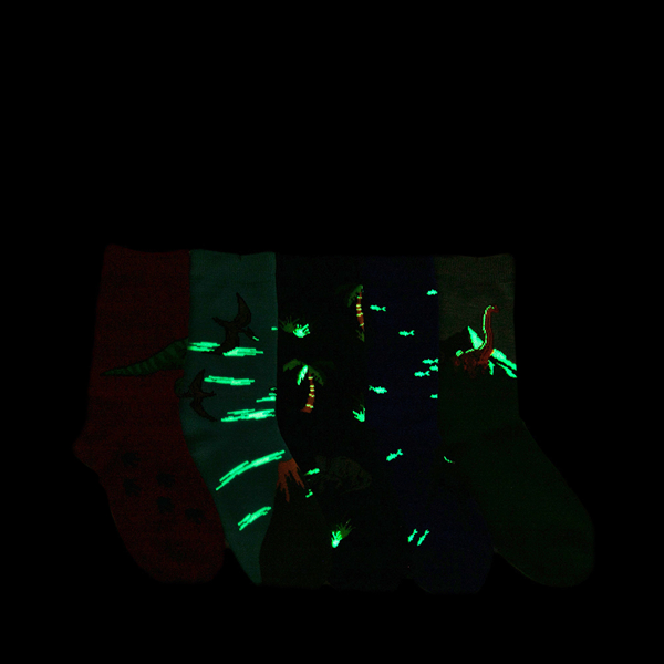 alternate view Dino Glow Crew Socks 5 Pack - Little Kid - MulticolorALT1