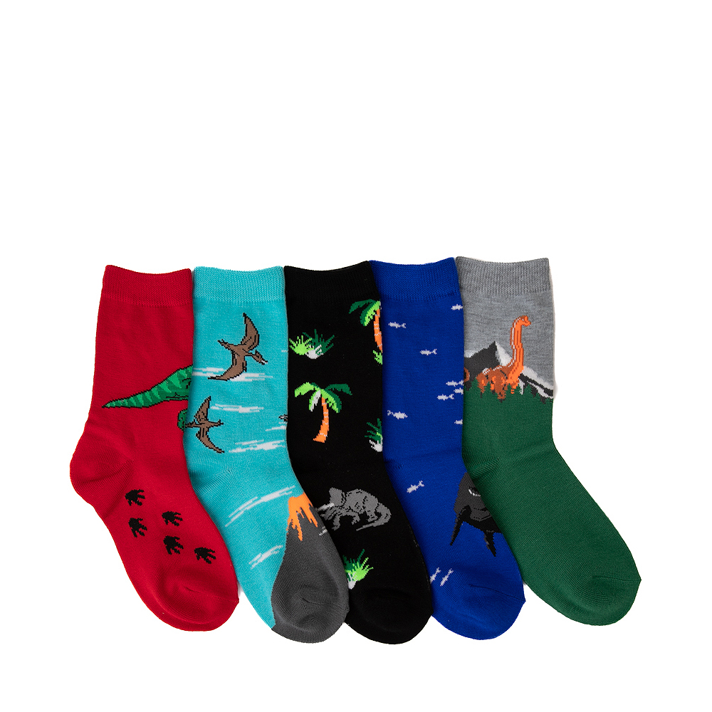 Dino Glow Crew Socks 5 Pack - Little Kid - Multicolor