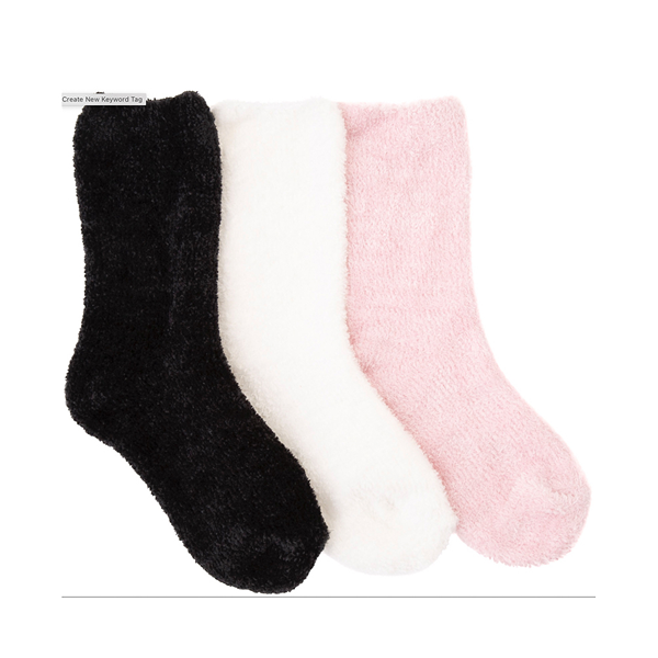 Alternate view of Cozy Chenille Crew Socks 3 Pack - Little Kid - Black / White / Pink