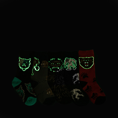 Alternate view of Angry Beasts Glow Crew Socks 5 Pack - Toddler - Multicolor