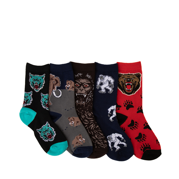 Main view of Angry Beasts Glow Crew Socks 5 Pack - Little Kid - Multicolor