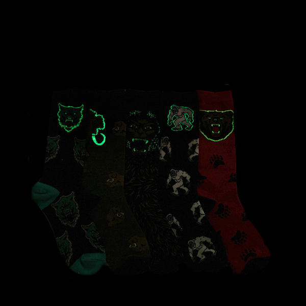 alternate view Angry Beasts Glow Crew Socks 5 Pack - Big Kid - MulticolorALT1