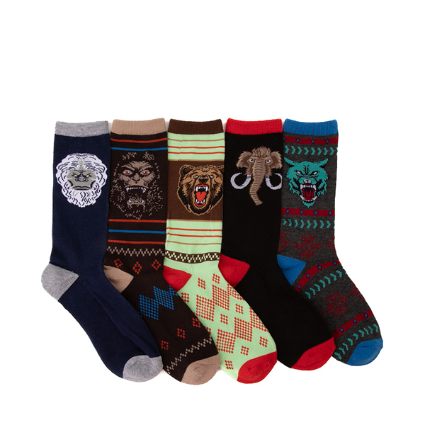 Main view of Mens Angry Beasts Crew Socks 5 Pack - Multicolor