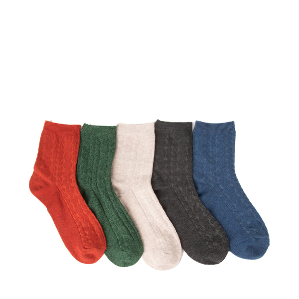 Main view of Womens Cable Knit Crew Socks 5 Pack - Multicolor
