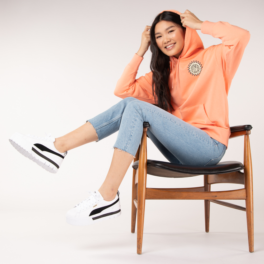 Womens PUMA Downtown Relaxed Hoodie - Peach Pink