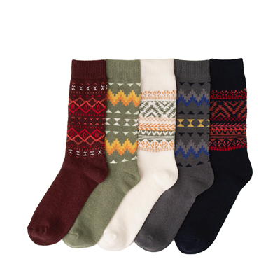 Alternate view of Mens Winter Sweater Crew Socks 5 Pack - Multicolor