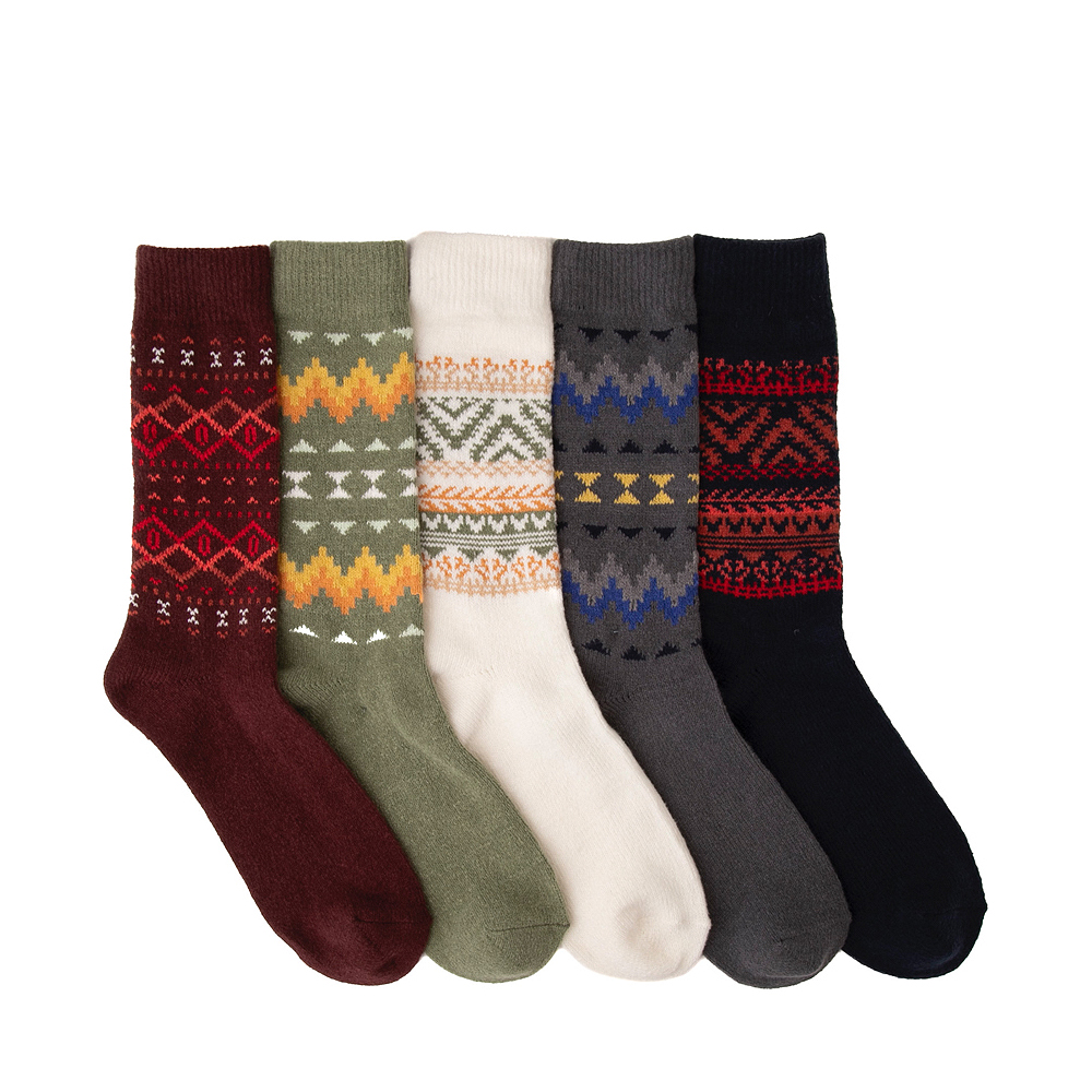 Mens Winter Sweater Crew Socks 5 Pack Multicolor Journeys