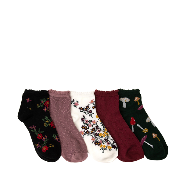 Main view of Womens Floral Pointelle Ankle Socks 5 Pack - Multicolor