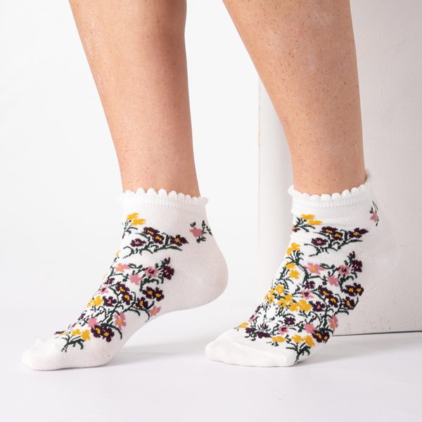 alternate view Womens Floral Pointelle Ankle Socks 5 Pack - MulticolorALT1