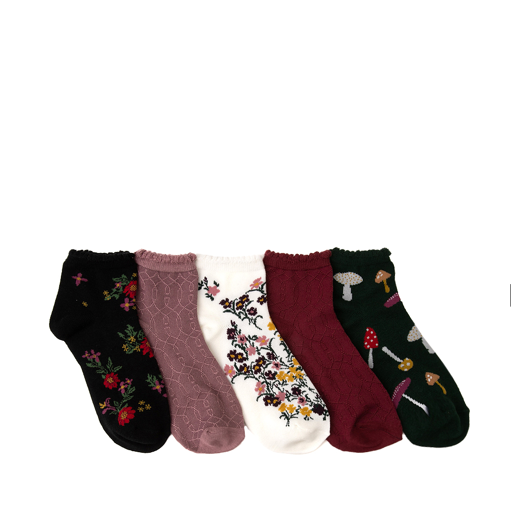 Womens Floral Pointelle Ankle Socks 5 Pack - Multicolor