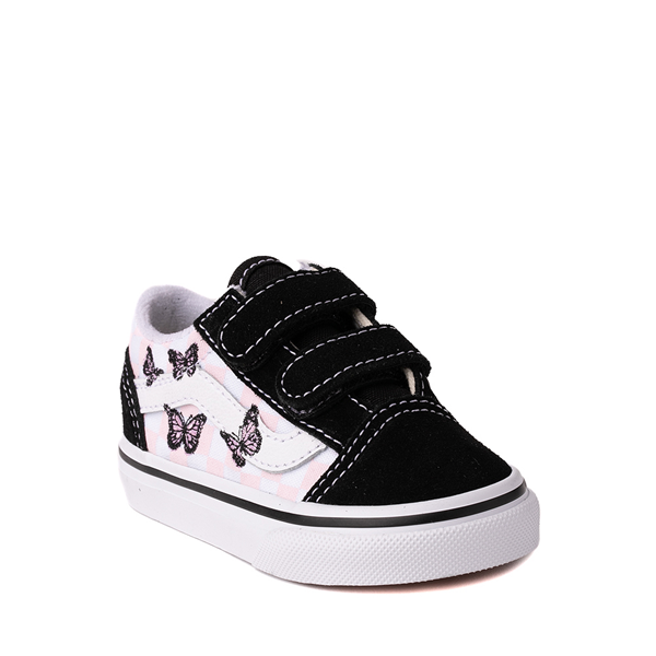 alternate view Vans Old Skool V Checkerboard Skate Shoe - Baby / Toddler - Black / White / ButterfliesALT5