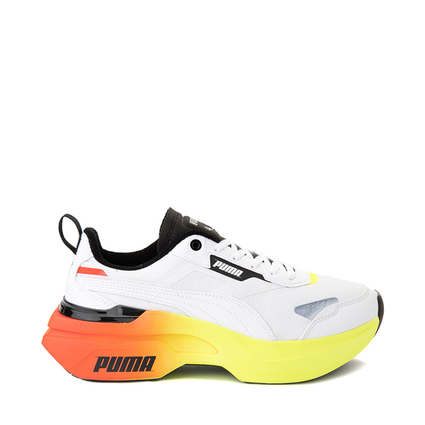 Womens PUMA Kosmo Rider Platform Athletic Shoe - White / Fizzy Yellow