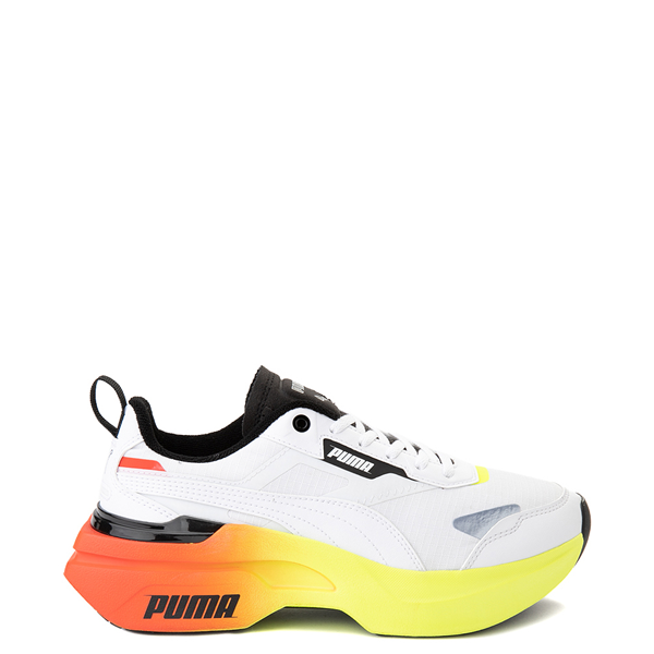 Main view of Womens PUMA Kosmo Rider Platform Athletic Shoe - White / Fizzy Yellow