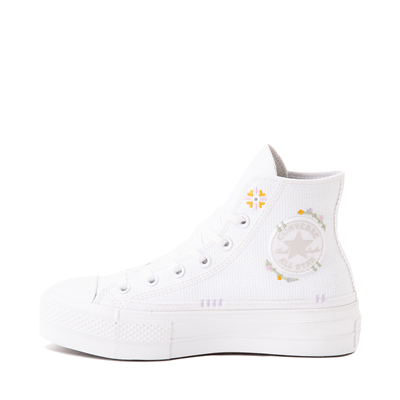 Alternate view of Womens Converse Chuck Taylor All Star Hi Lift Autumn Embroidery Sneaker - White / Moonstone Violet / Mouse
