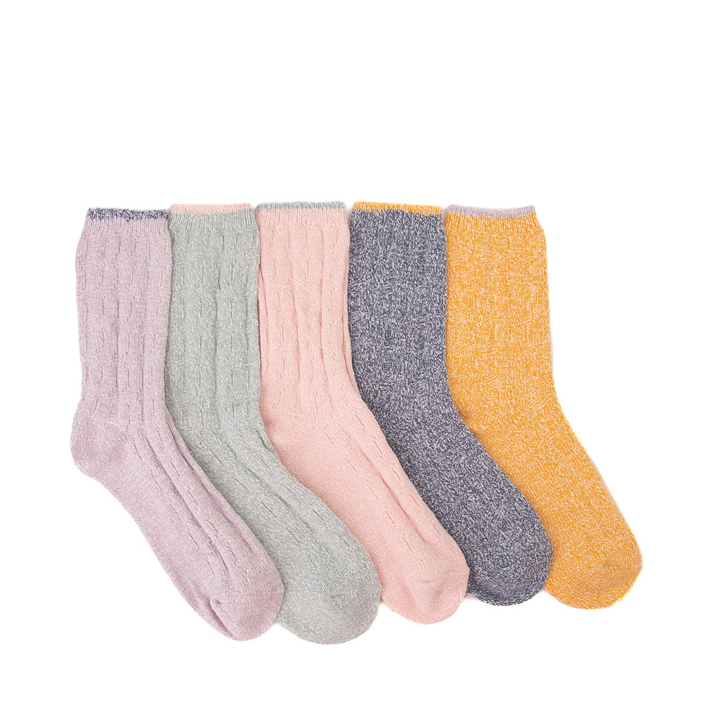 Womens Super Soft Cable Knit Crew Socks 5 Pack - Multicolor