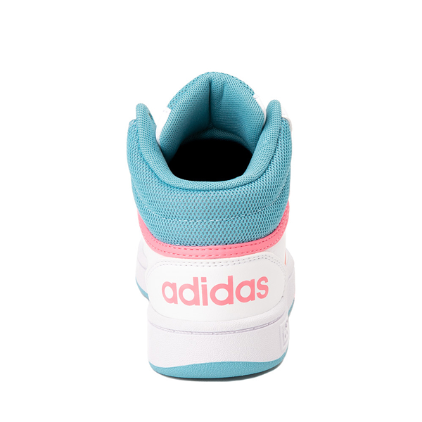 alternate view adidas Hoops Mid 3.0 Athletic Shoe - Little Kid / Big Kid - Cloud White / Pink / BlueALT4