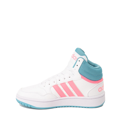 Alternate view of adidas Hoops Mid 3.0 Athletic Shoe - Little Kid / Big Kid - Cloud White / Pink / Blue