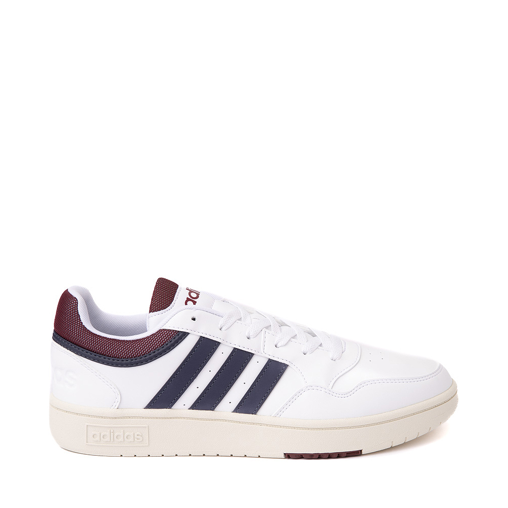 Mens adidas Hoops 3.0 Classic Vintage Athletic Shoe - Cloud White / Shadow Navy / Shadow Red