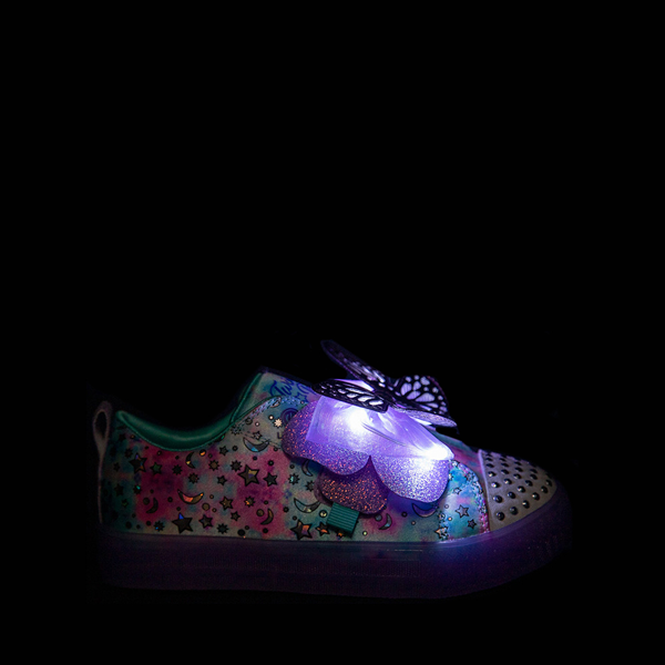 alternate view Skechers Twinkle Toes Shuffle Brights Butterfly Magic Sneaker - Little Kid - Bright PurpleALT1